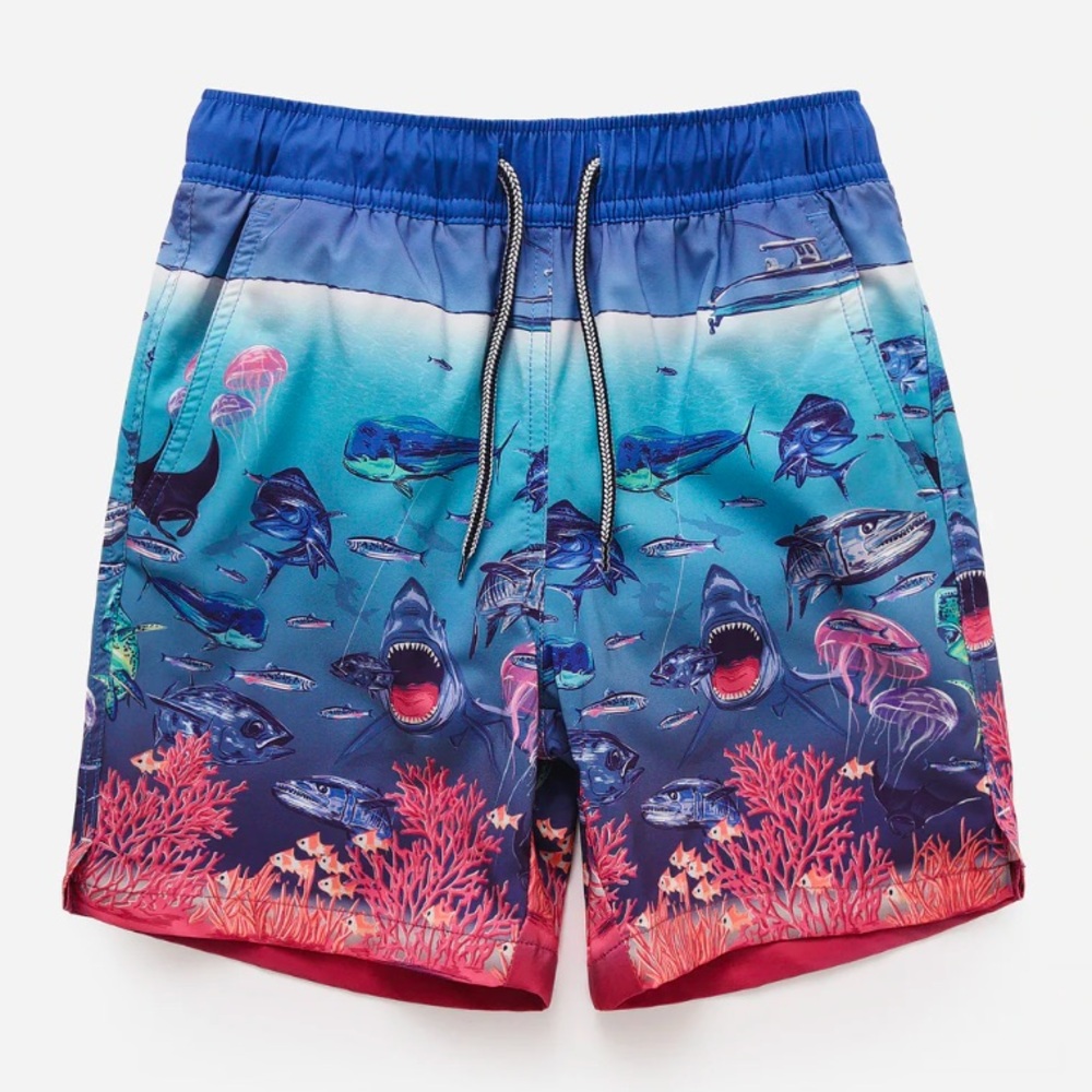 Peter Millar Boys' Ocean Traffic Swim Trunk. Size: L (11-12)